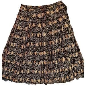 Vintage‎ Zoe D India 100% Silk Knee Length Black Gold Embroidered Skirt Small 26